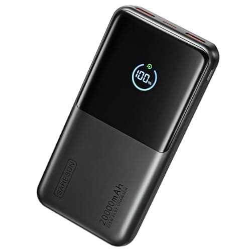 Image of Power Bank 20000mAh, Fast Charging Portable Charger with LED Display, Slim & Compact USB-C Powerbank, Battery Pack Compatible with iPhone 17/16/15/14, Samsung, Android Devices & More (Dark black)