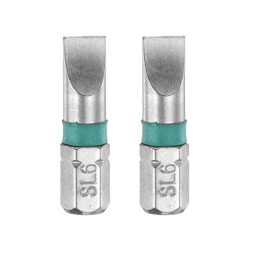Image of sourcing map 2pcs Slotted Screwdriver Bit SL6 1/4" Hex Shank 25mm/1" Length Magnetic Flat Head Hex Bits S2 Steel Electric Screw Driver Bit
