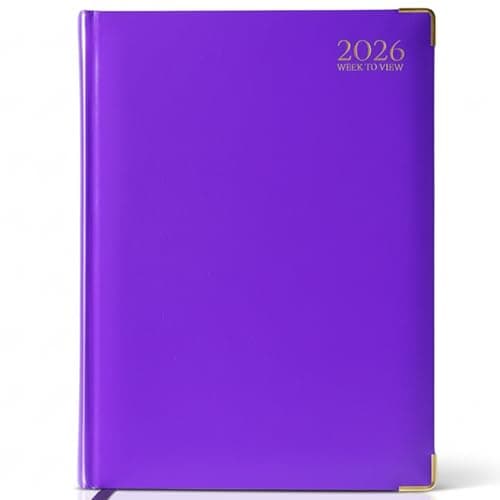 Image of G4GADGET A4 2026 Week to View Purple Diary Gilt Edges Hardback