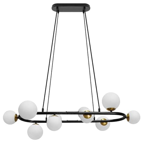 Image of Modern Cluster Pendant Light Bar Circular Suspended Black Brass Ceiling Light Globe Lamp Shades Frosted Glass K402 10 X G9 LED Included