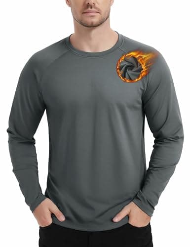 Image of TACVASEN Thermals Men Winter Fleece Thermal Top Crew Neck Underwear Long-Sleeved Compression Vest Darkgrey,S