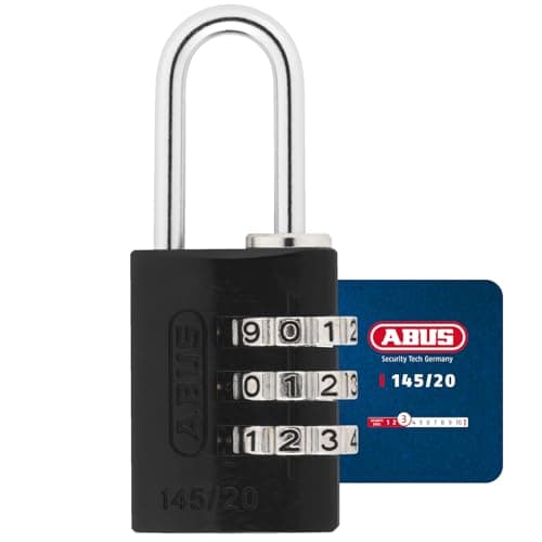 Image of ABUS Combination Lock 145/20 Black - Solid Aluminium Padlock - with Individually Adjustable Numeric Code - 34599 - Security Level 3