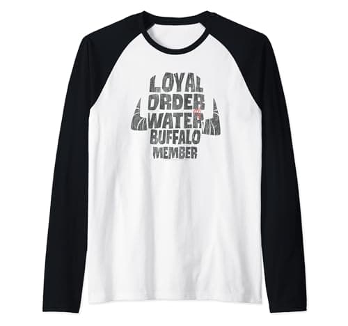 Image of The Flintstones Loyal Order Water Buffalo Member Raglan Baseball Tee