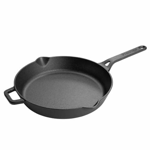 Image of Prestige Cast Iron 26cm Frying Pan with Dual Handle – Pre-Seasoned, Non-Toxic, Induction & Oven Safe, Easy Clean, Black