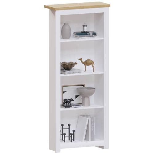 Image of Vida Designs Arlington Bookcase Modern Display Shelves Storage MDF Furniture White (4 Tier)