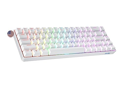 Image of Geeky GK65 SE 65% | Mechanical Gaming Keyboard | 68 Keys Multi Color RGB LED Backlit for PC/Mac Gamer | ANSI US American Layout (White, Mechanical Speed Silver)