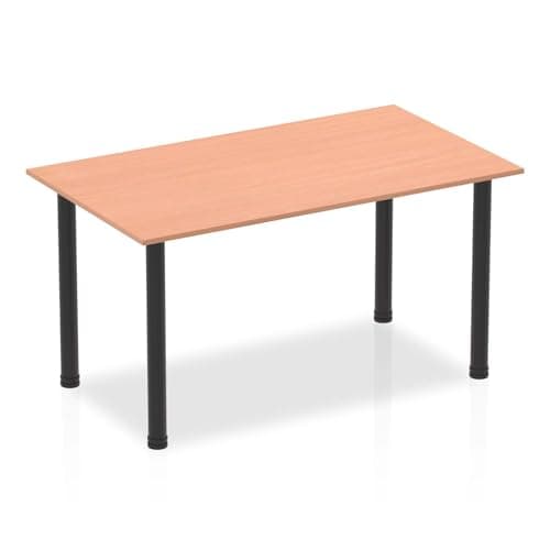 Image of OPO Impulse Freestanding 1400mm Rectangular Table with Post Leg | Sturdy Build Weather & Heat Resistant Melamine Finish Meeting Table Beech Black