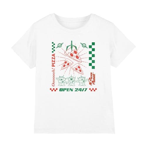 Image of Cotton Soul Disney Toy Story Pizza Planet Aliens Boys T Shirt, White, 9-10 Years