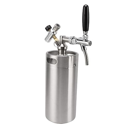 Image of 3.6L Mini Beer Dispenser Set, 60PSI Portable Stainless Steel Growler Tap System Gauge Mini Keg Home Brew Coffee Keg Adjustable Faucet Wine Dispenser