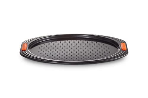 Image of Le Creuset Non-Stick Carbon Steel Bakeware Pizza Pan, Black, 38.7 x 36.7 x 1.2 cm, 33 cm, 46089330010000