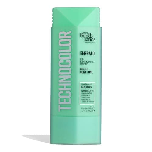 Image of Bondi Sands Technocolor Emerald Self-Tanning Face Serum, Easy Application, Streak Free Fake Tan – Enriched with Vitamin C & Chamomile 50ml/1.69 Fl Oz