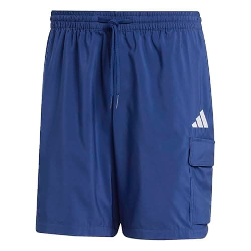 Image of adidas Men's Essentials Small Logo Cargo Chelsea Short, Dark Blue/White, XL