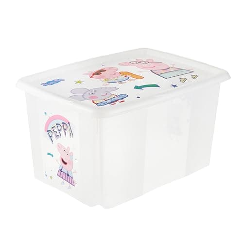 Image of keeeper Peppa Pig Storage Box with Lid, Stackable and Rotatable, For Children, 45 Litre, Karolina, Natural Transparent