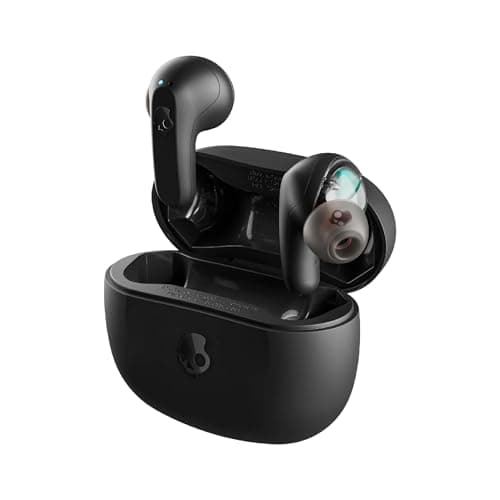 Image of Skullcandy Rail Wireless Earbuds, Bluetooth Headphones, Noise Isolating Fit, Up to 42 Hours Battery, IP55 Sweat and Water Resistant, Microphone for iPhone Android - True Black