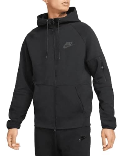 Image of NIKE Men's Sportswear Full Zip Hoodie Tech Fleece Cotton Black zip Windrunner FLC Men Size Medium M