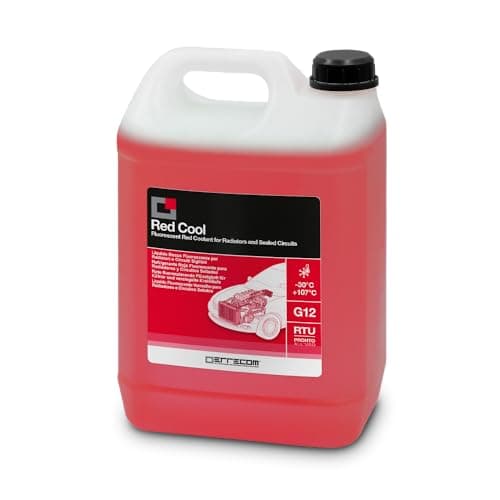 Image of ERRECOM Red Cool, Red Coolant and Antifreeze -30°C/+107°C, Fluorescent Formulation with organic-based OAT inhibitor package, G12, Ready to Use, 5 Litre