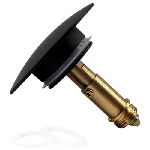 Image of Pop Up Sink Plug Replacement Matt Black, Basin Sink Plug Click Clack Sink Plug Sprung Push Plug Stopper Waste Drain Plug for Bathroom Vanity Sink Lavatory, 66mm Cap