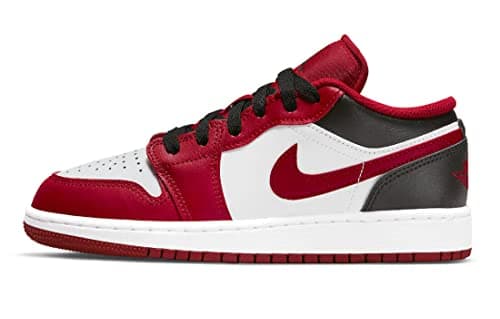 Image of Big Kid's Jordan 1 Low White/Gym Red-Black (553560 163), White/Gym Red-black, 6.5 US Big Kid