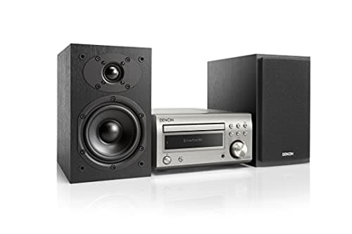 Image of Denon D-M41DAB Mini Hifi System, CD Player with Speakers, Audio Receiver, Bluetooth, 2x30W + Subwoofer PreOut, FM Radio/DAB/DAB+ Tuner, 2x Digital Optical Input & 1x Headphone Output - Silver