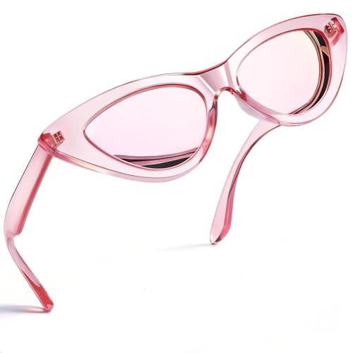 Image of Joopin Cat Eye Sunglasses for Women Polarised UV400 Protection Retro Fasion Narrow Pointy Cateye Sun glasses Mirorred Pink
