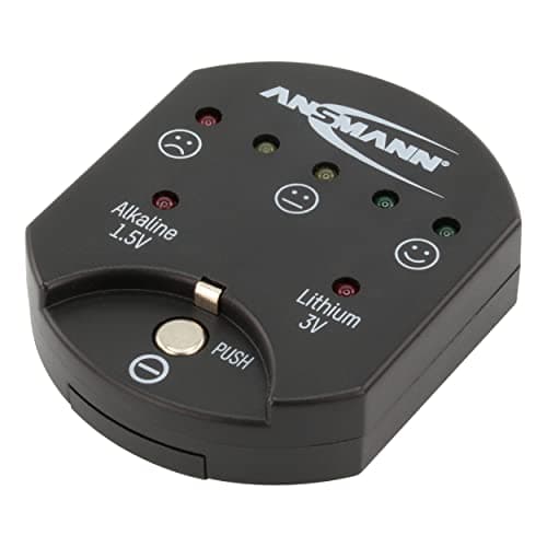 Image of Ansmann 1900-0035 Button Cell Battery Tester with LED Display [Pack of 1] Coin Cell Battery Health Checker Ideal For Testing Alkaline and Lithium Batteries