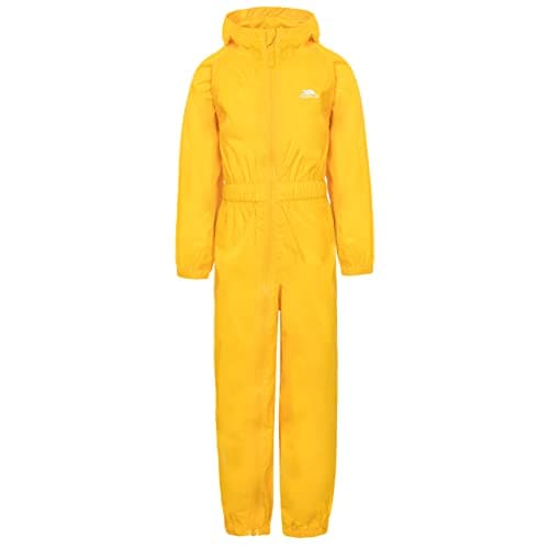 Image of Trespass Unisex Kids Rainsuit Button - Grown on Hood, Elasticated Cuffs and Ankles, Elasticated Side Waist, Full Body Length Zip, Waterproof