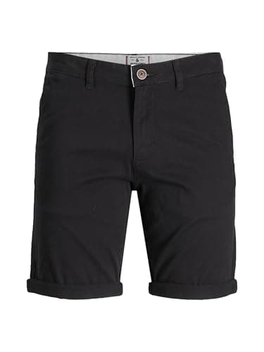 Image of JACK & JONES Mens Classic Chino Shorts, Smart Casual Cotton Shorts for Men, Comfortable Regular Fit with Zip Fly Shorts, Plus Size Waist, Black Colour, UK Size - W44