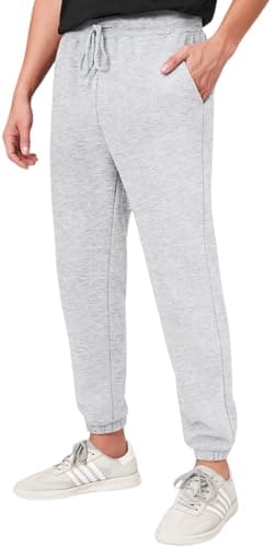 Image of MnZFits Joggers for Men Fleece Cuffed Tracksuit Bottoms - Sweatpants Breathable with Elasticated Waist, Adjustable Drawstring, Back & Side Pockets (UK, Alpha, XL, Regular, Regular, Heather Grey)