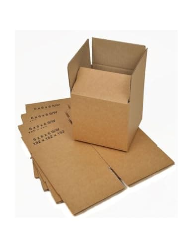 Image of 6x6x6 Inch (152mm x 152mm x 152mm) Postal Cardboard Boxes – Brown Single Wall Shipping & Mailing Boxes for Parcels, Gifts & Moving - Pack of 25