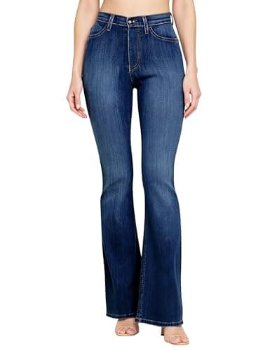 Image of Fengbay Flared Jeans for Women, Ladies High Waisted Stretch Bell Bottom Trendy Bootcut Jeans Legging UK Dark Blue
