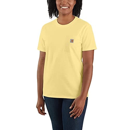Image of Carhartt Womens Loose Fit Heavyweight Short-Sleeve Pocket T-Shirt,Pale SunSmall