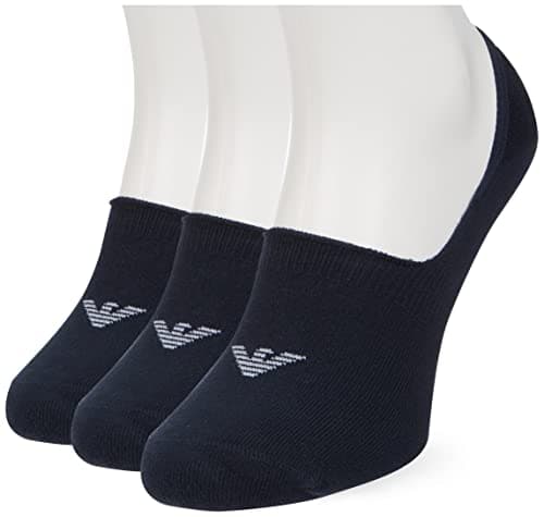 Image of Emporio Armani Underwear Men's 3-Pack Invisible Socks With Jacquard Eagle 3-Pack Invisible Socks, marine, S/M