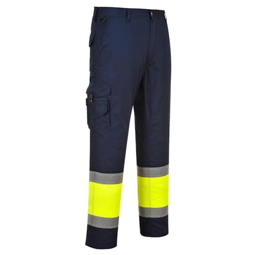 Image of Portwest Hi-Vis Two Tone Combat Trouser, Size: XL, Colour: Yellow/Navy, E049YNRXL