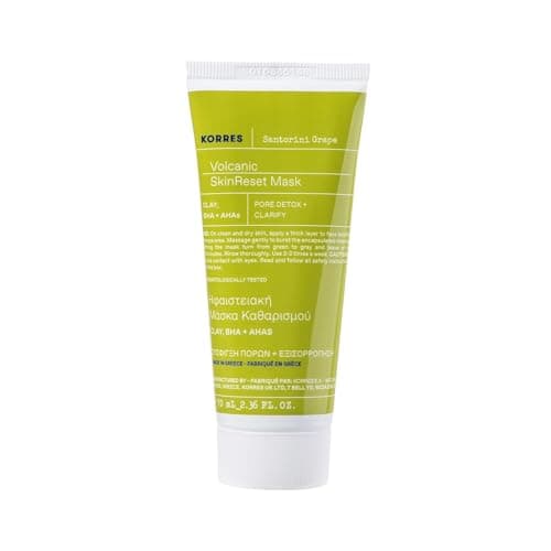 Image of KORRES Santorini Grape Skin Refining Mask with Volcanic Sand, Pore Refining, with Activated Carbon Capsules & Salicylic Acid BHA, Vegan, 70 ml