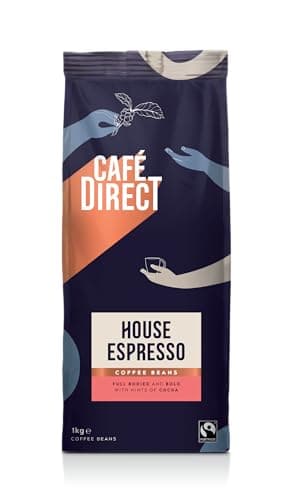 Image of Cafédirect Familia Espresso Italian Style Coffee Beans 1kg - Dark Roasted Blend of Fairtrade Arabica and Robusta Whole Coffee Beans - Ideal for Espresso Machines