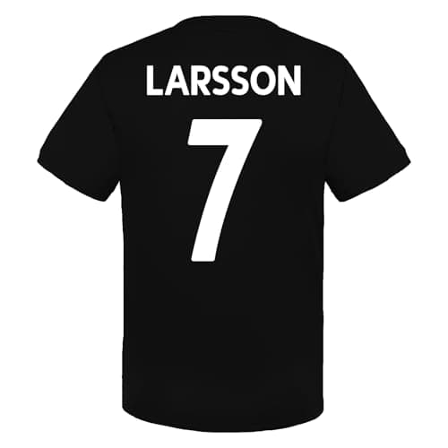 Image of Celtic FC Boys Larsson 7 Poly T-Shirt Black Green 8-9 Years