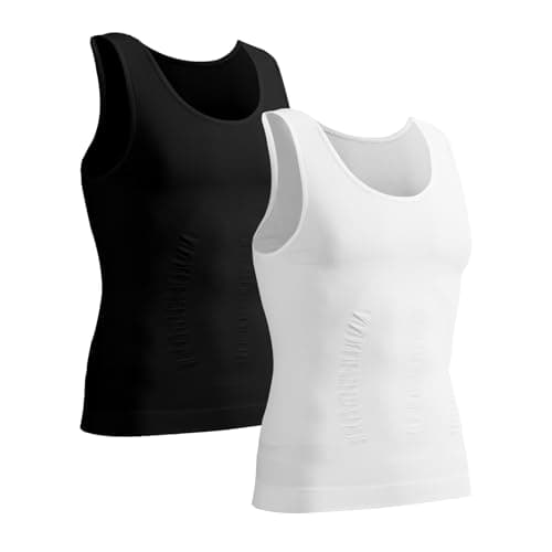 Image of 2 Pack Men's Compression Shirt Seamless Slimming Compression Vest Body Shaper Workout Baselayer