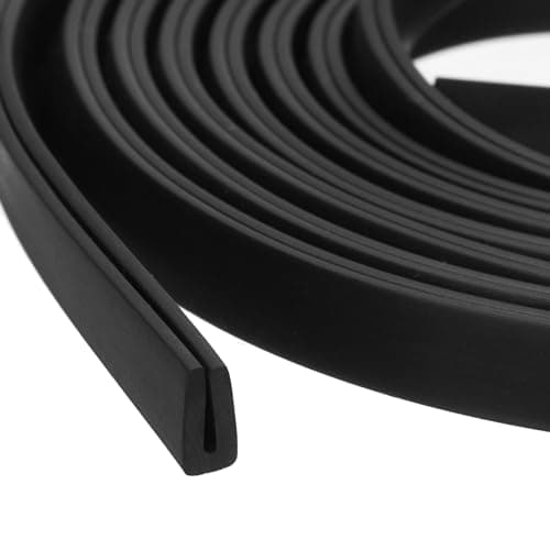 Image of sourcing map U Channel Edge Trim, 3 m Length Rubber Guard Seal Strip Edge Protector Flat Type Fit for 0.5-1mm Edge, (4mm W x 8mm H) Black