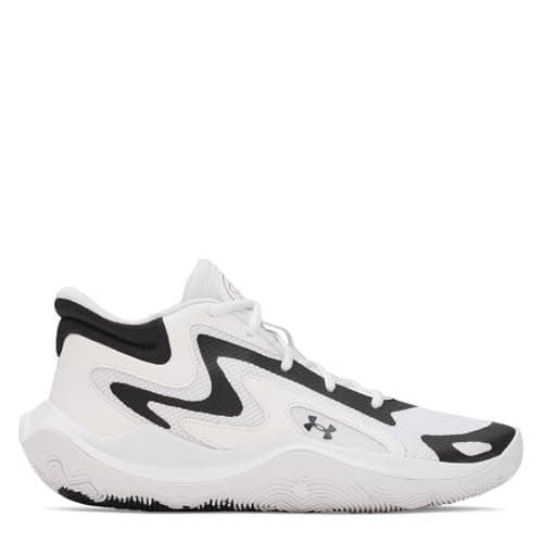 Image of Under Armour Unisex Jet 25, Durable and Comfortable Basketball Shoes with Rubber Outsole, Basketball Trainers with Cushioned Micro G® Midsole,White / Black / Black,9