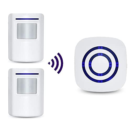 Image of HommyFine Motion Sensor Alarm Detector, Wireless Visitor Door Entry Chime Alart with PIR Motion Sensor Detector and Plug-in Receiver for Business Home Office or Shop