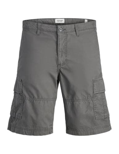 Image of JACK & JONES Mens Cargo Shorts, Summer Casual Cotton China Combat Half Pants for Men UK, Castlerock Colour, Size - S