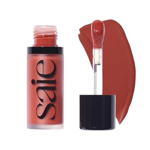 Image of Saie Dew Liquid Blush for Cheeks - Hydrating Cream Blush Stick with a Blendable + Buildable Formula - Skincare Infused Dewy Cheek Tint for a Natural Flush - Glowy Makeup Essential - Spicy (.40 oz)