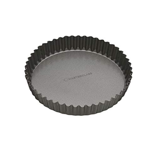 Image of MasterClass KCMCHB39 20 cm Loose Bottomed Tart Tin with PFOA Non Stick, Robust 1 mm Thick Carbon Steel, 8 Inch Fluted Round Quiche Pan, Grey