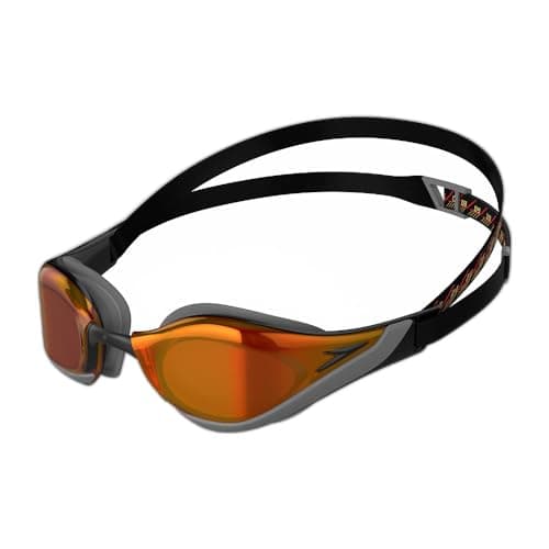 Image of Speedo Unisex-Adult Fastskin Pure Focus Swimming Goggles | Competitive Racing Goggles | Anti-fog | Anti-leak Goggles, Black/Orangegold, One Size