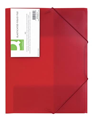 Image of Elasticated File Q-CONNECT PP A4 400 Micron 3 Flaps Transparent Red/Document Archiving/Type-3-flap/Kind-with Eraser/Index-N.a. / Pockets-N.a. / Material-PP/Dividers-N.a. / Coating-N.a.