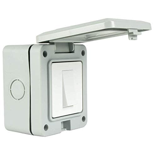 Image of K M Electronics® 1 Gang 2 Way Wall Light Switch External Garden Waterproof Outdoor IP55 Rated