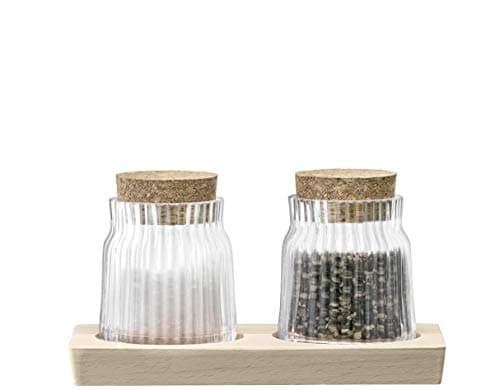 Image of LSA International Gio Line Container Set & Cork Stoppers & Beech Base H8.5cm/L16.5cm Clear