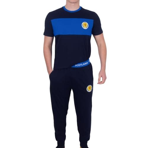 Image of Scottish FA Scotland Men's Pyjamas Official Premium Loungewear Set Navy Blue Size Medium