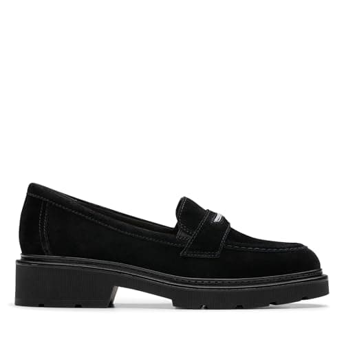 Image of Clarks Women's Lauryl Step Loafer, Black Suede, 6 UK