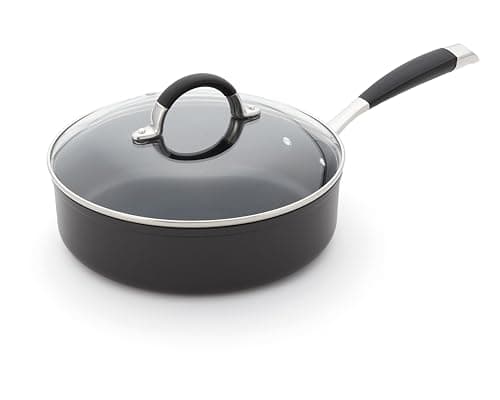 Image of Stellar Verve 24cm Non-Stick Saute Pan with Lid, Induction Suitable, Oven and Dishwasher Safe, Geoform Double-Layer Non-Stick, Anti-Slip and Stay Cool Grip Handles